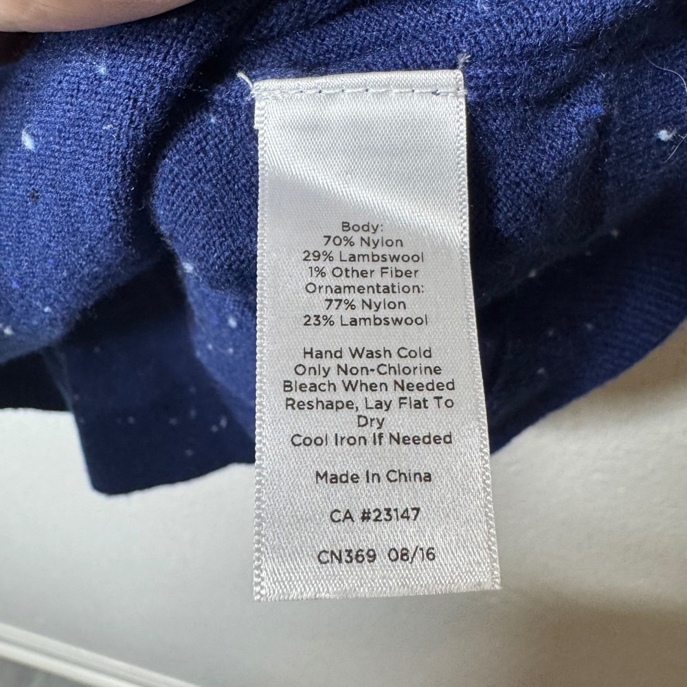 Talbots Petites Navy‎ Blue Lambswool Blend Snow Globe Lighthouse Sweater MP - Picture 2 of 8